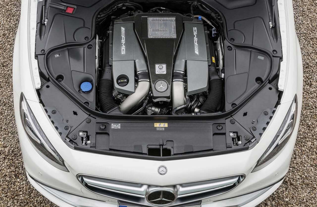 The engine of the new 2015 Mercedes-Benz S63 AMG Coupe